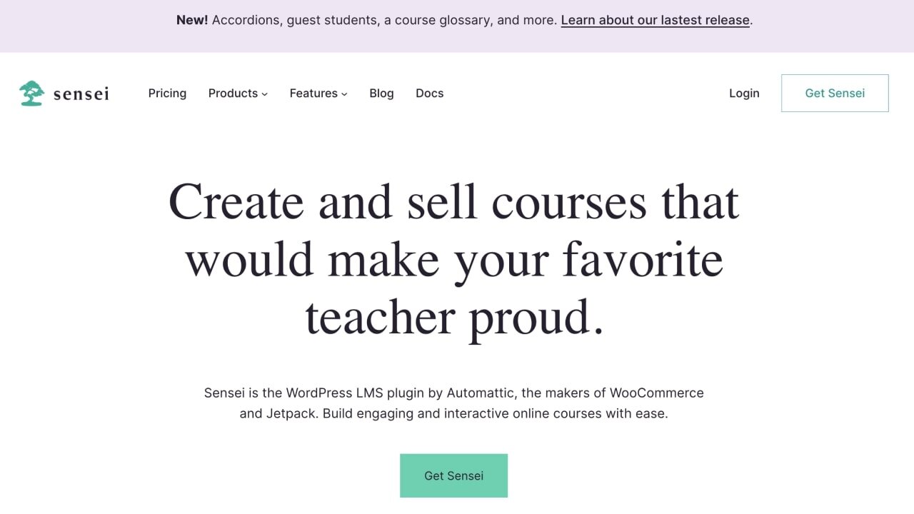 A homepage of Sensei website.