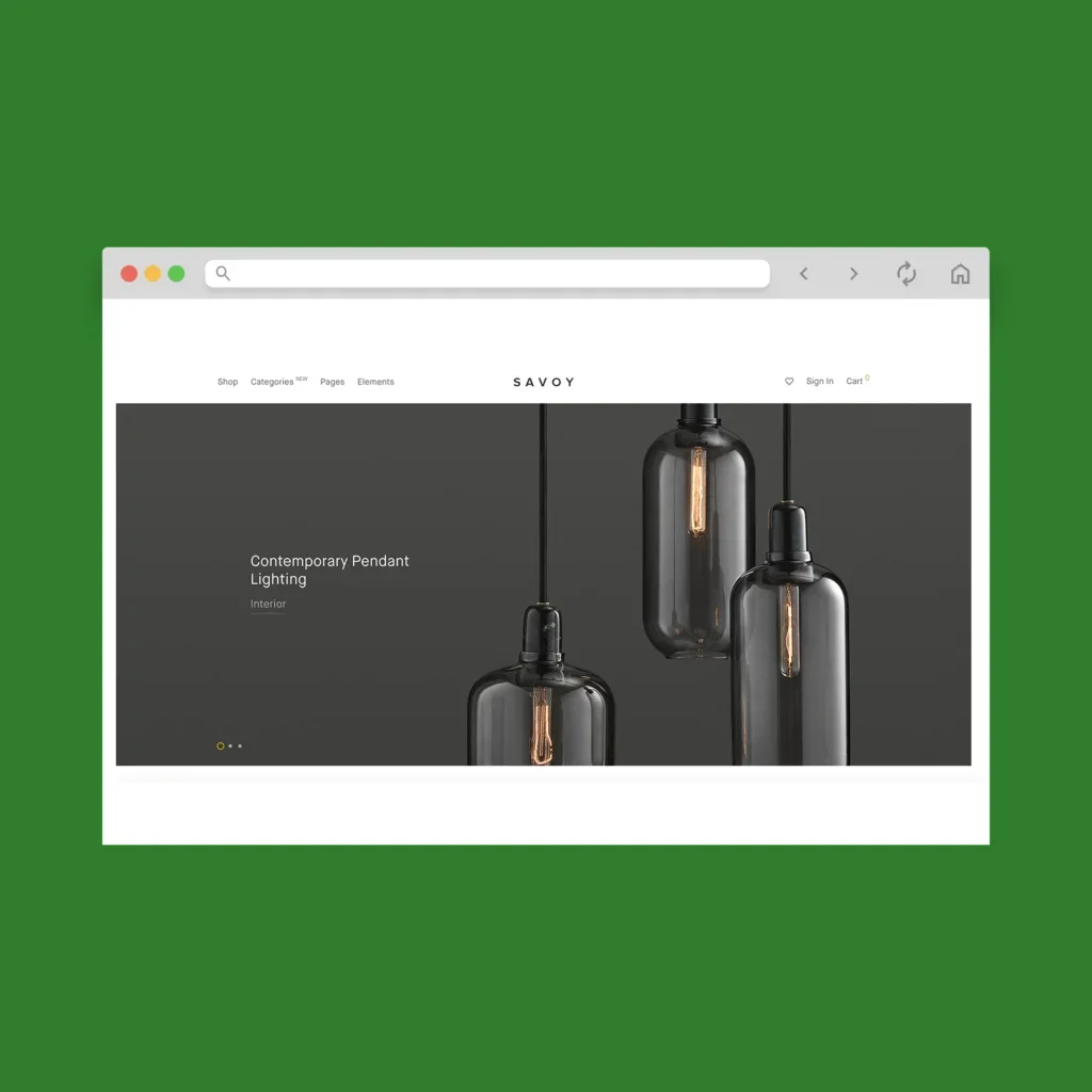 A screenshot mockup of the best WooCommerce theme example (paid): Savoy