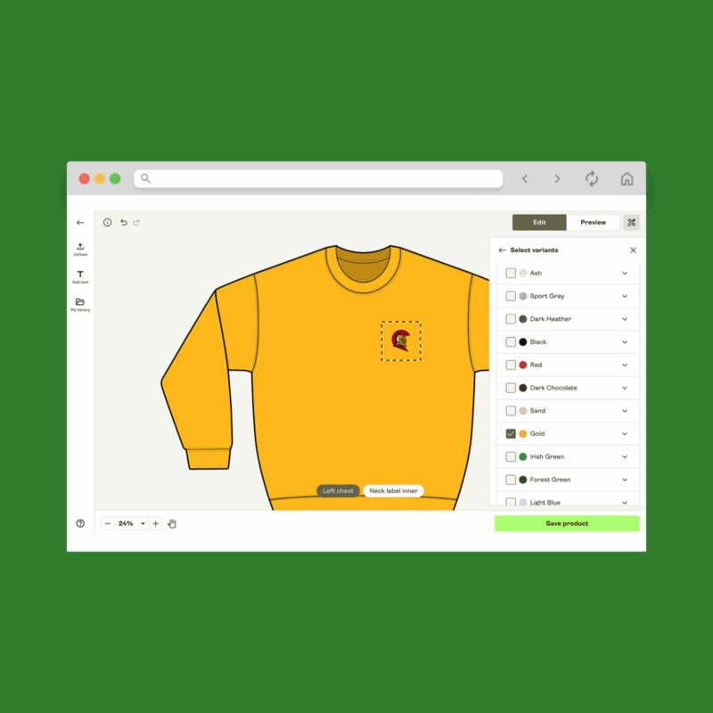 A screenshot showing the work process of Printify’s Product Creator.