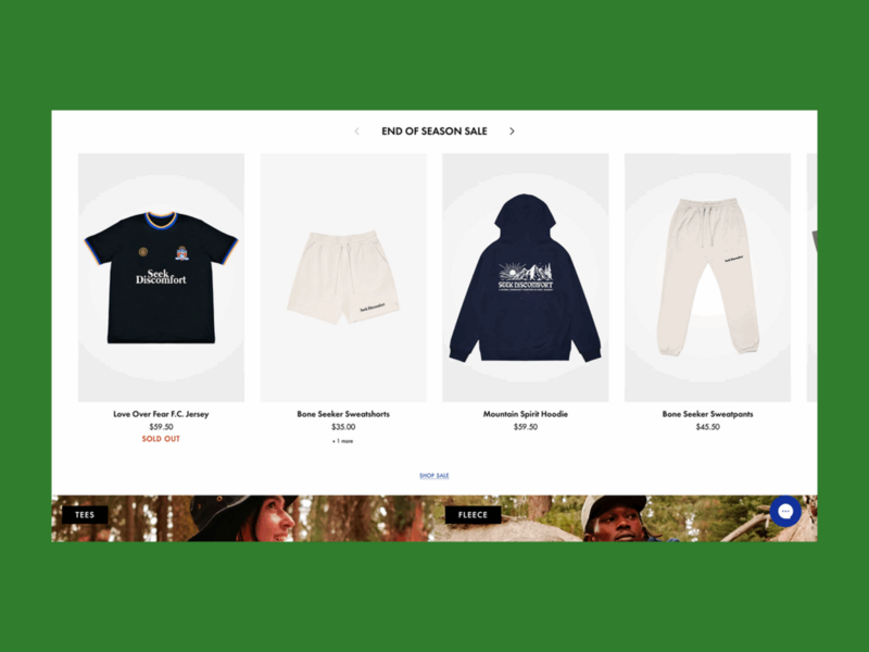 Yes Theory online store screenshot mockup.
