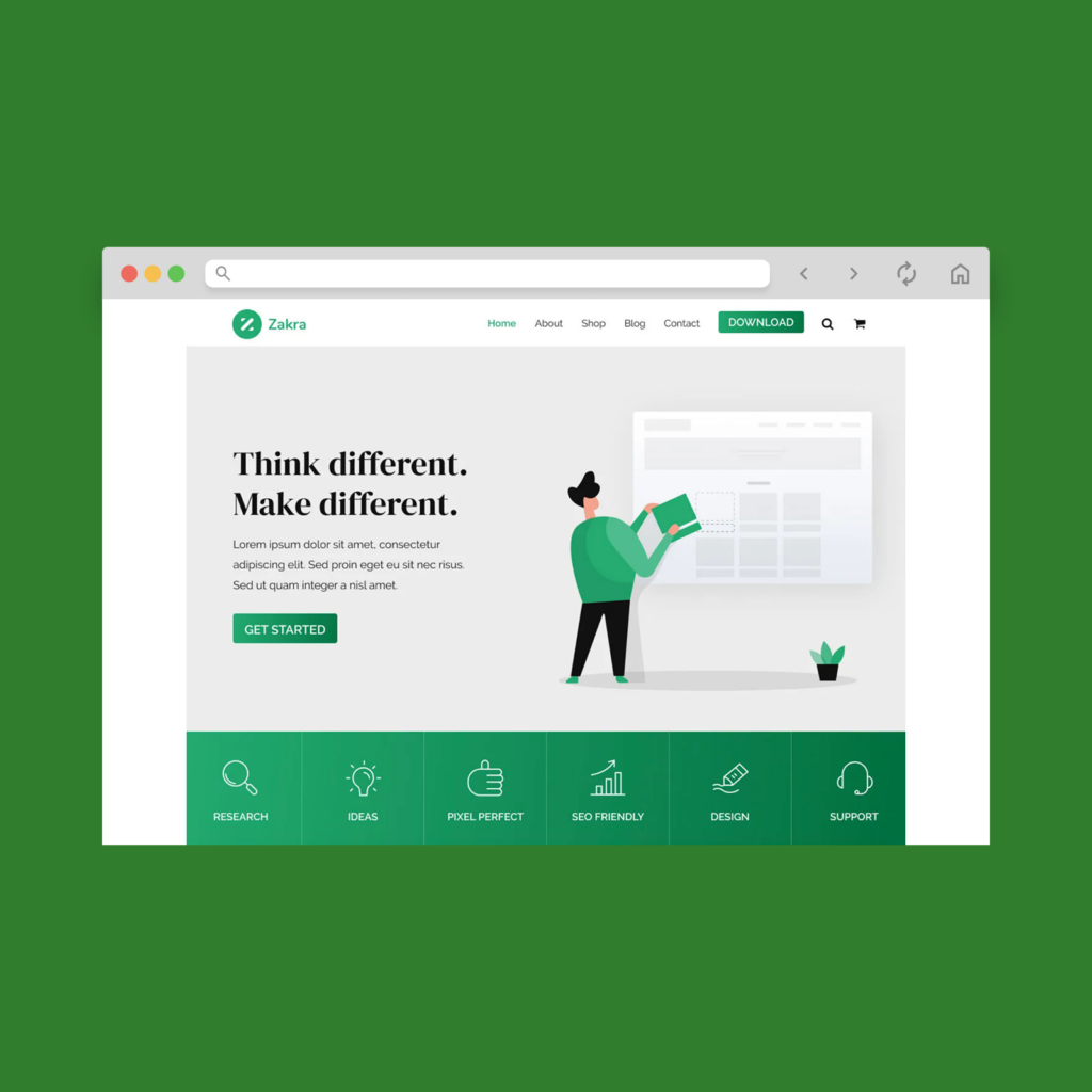 A screenshot mockup of the best free WooCommerce theme example: Zakra
