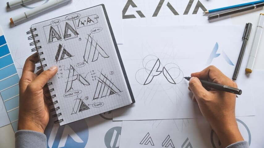 A designer creating branding elements.