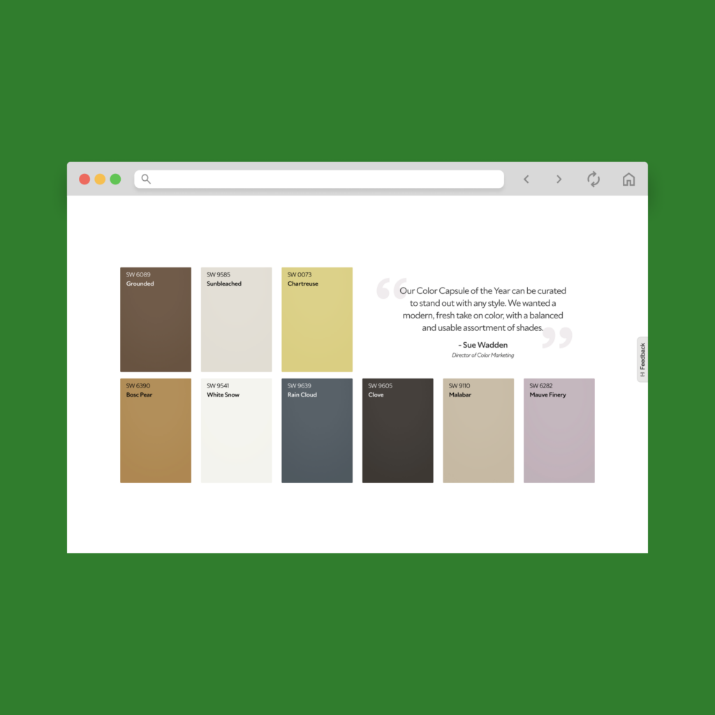 A screenshot of the Sherwin-Williams Color Capsule 2025.