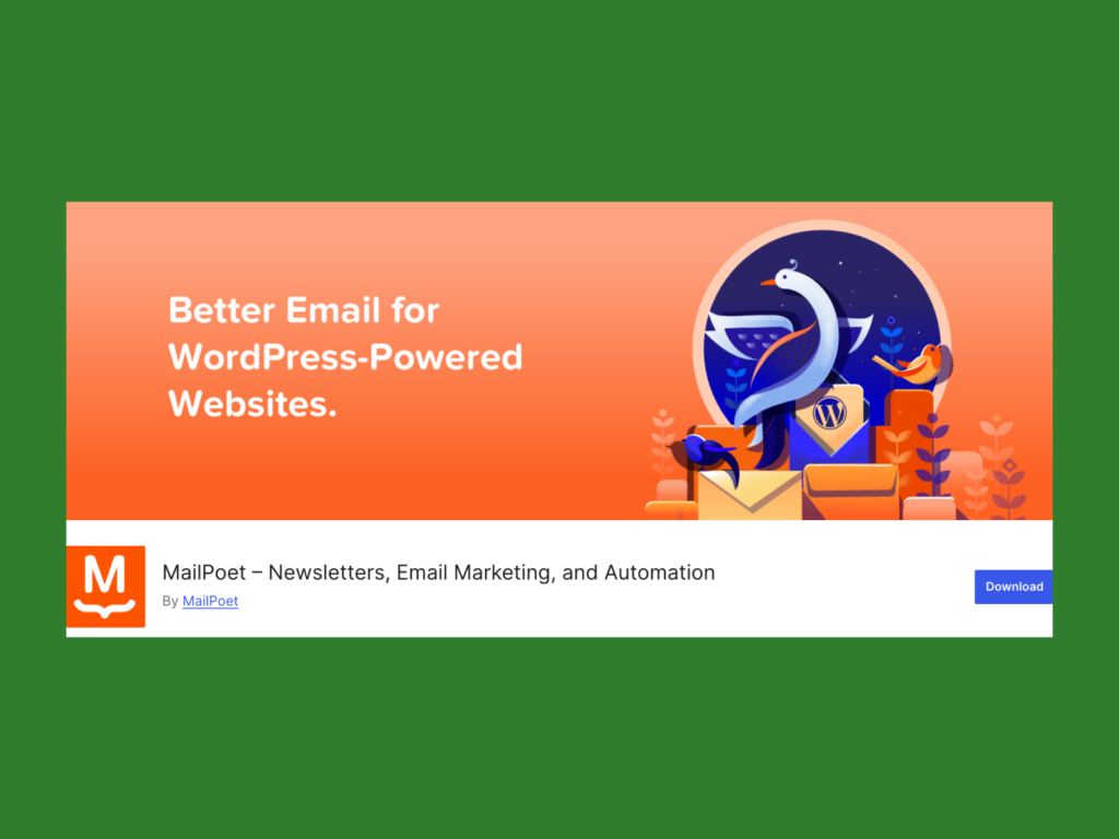 A screenshot showing MailPoet.