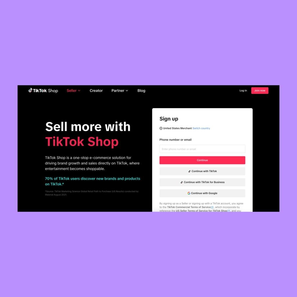 Screenshot of TikTok Shop Seller Center