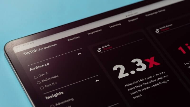 TikTok for Business metrics page.