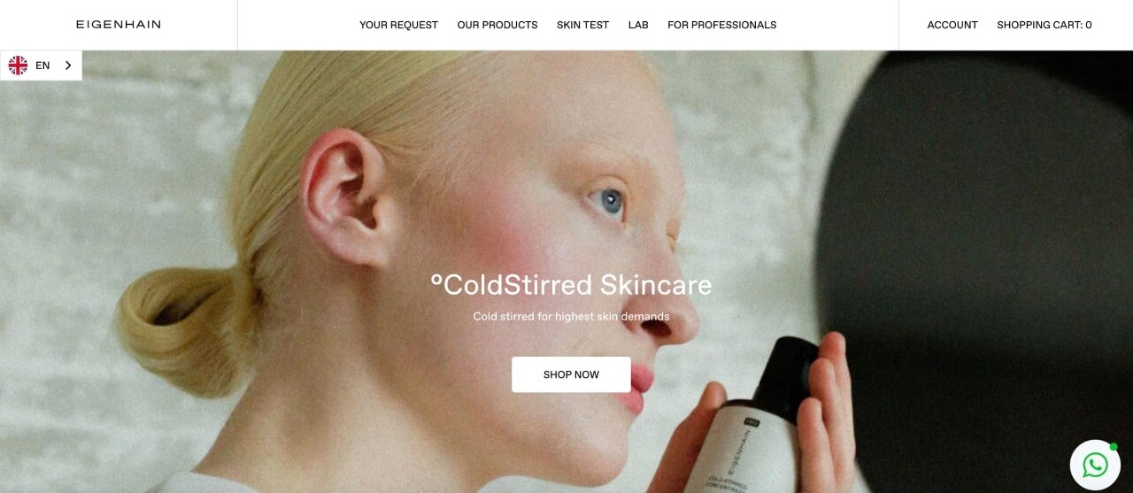 The homepage of the Eigenhain Shopify store