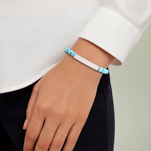 Natural Stone Stretch Bar Bracelet (Engraving)