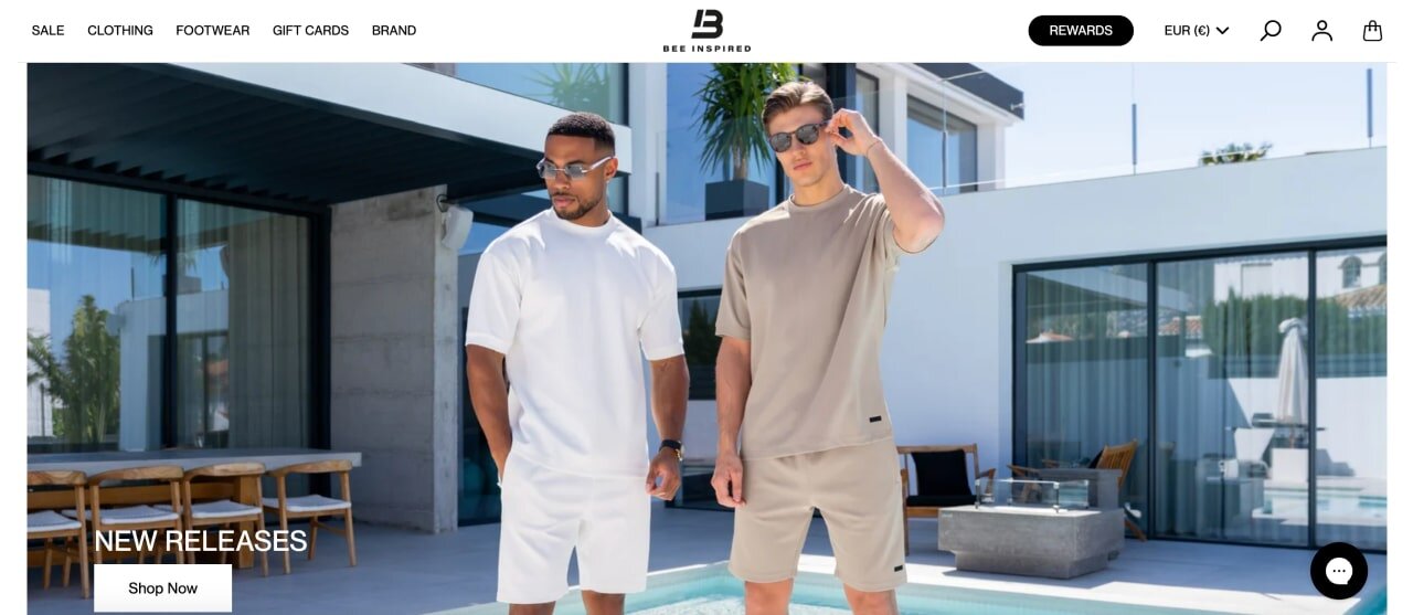 The homepage of the Bee Inspired Shopify store