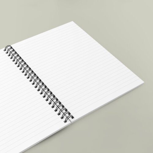 Custom notebook in purple with an abstract “Let's Get Lost” text print.