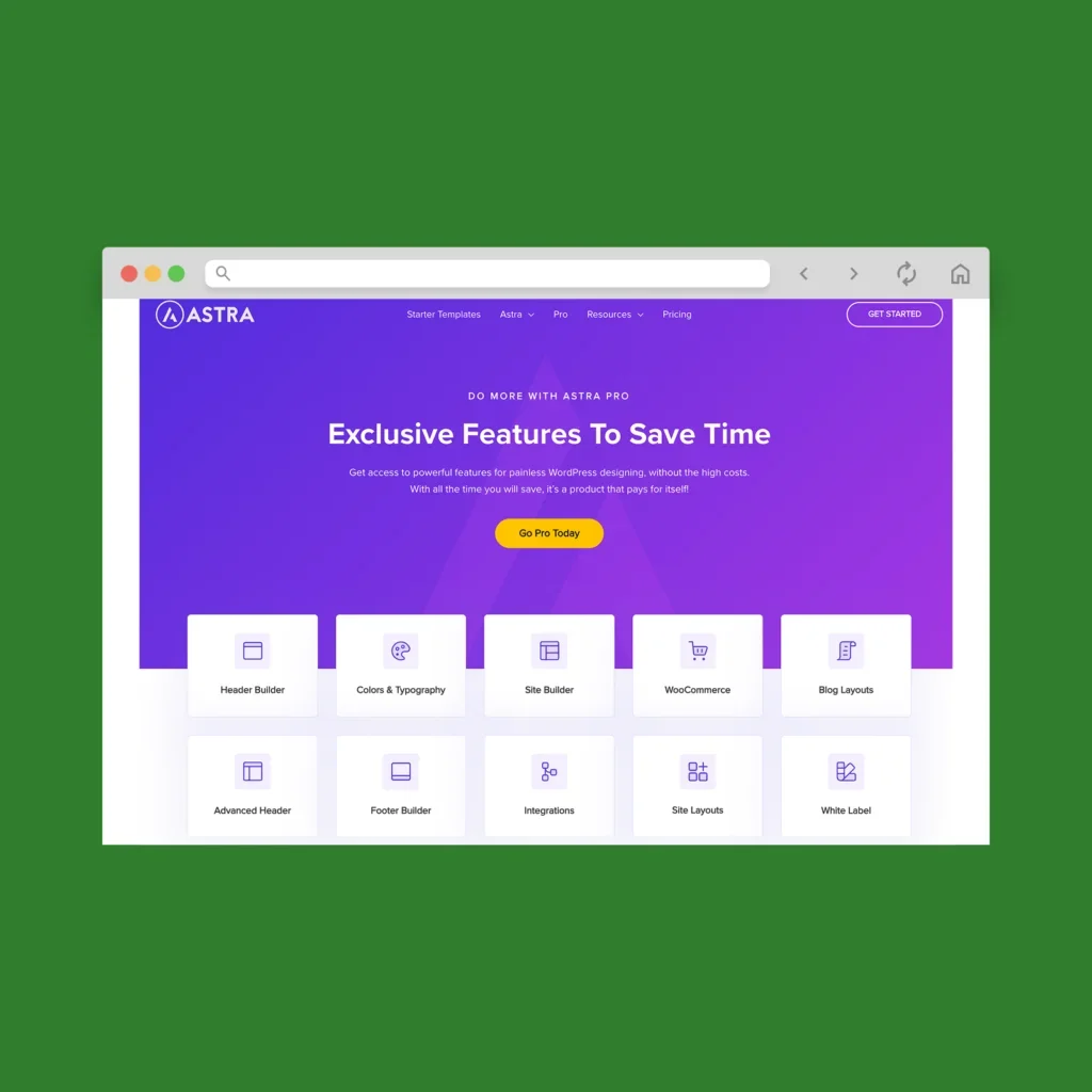 A screenshot mockup of the best WooCommerce theme example (paid): Astra Pro