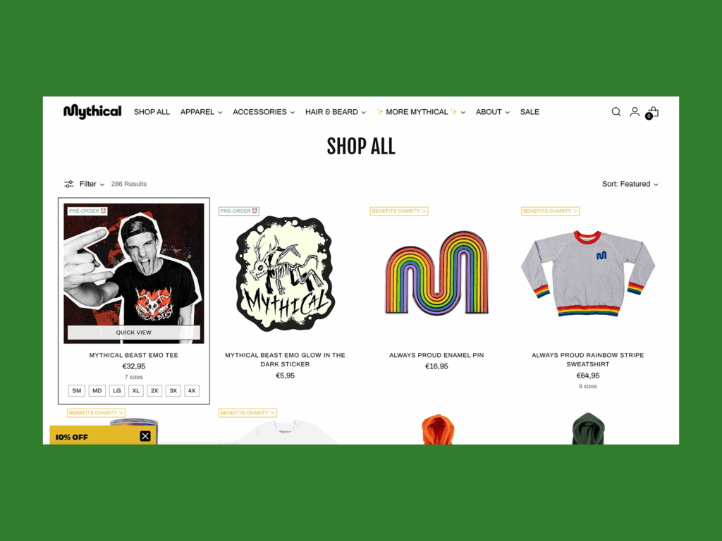 Good Mythical Morning online store screenshot mockup.