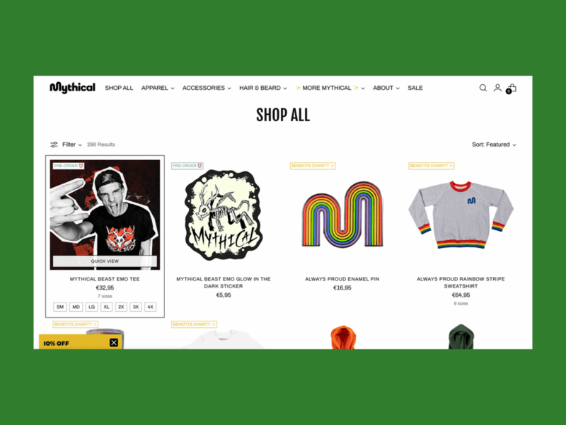 Good Mythical Morning online store screenshot mockup.