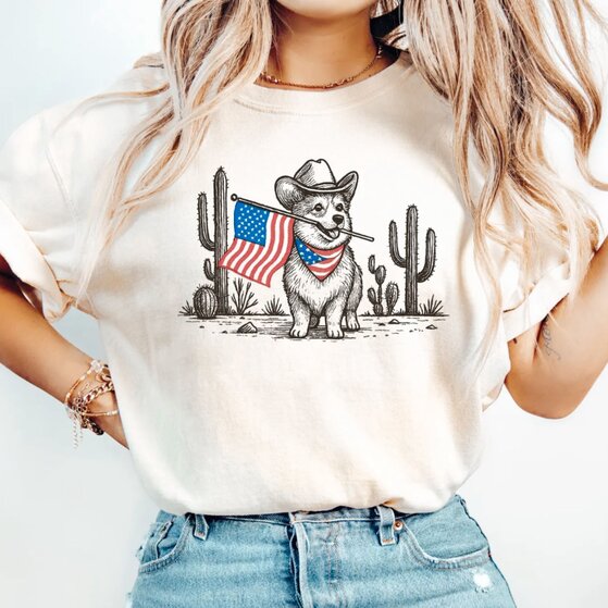 A “USA est. 1776” 4th of July-themed t-shirt.