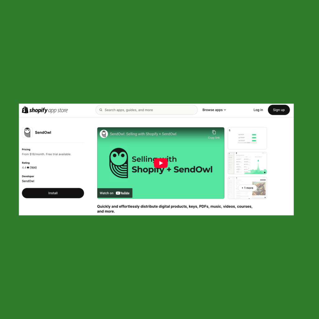 A screenshot of SendOwl.