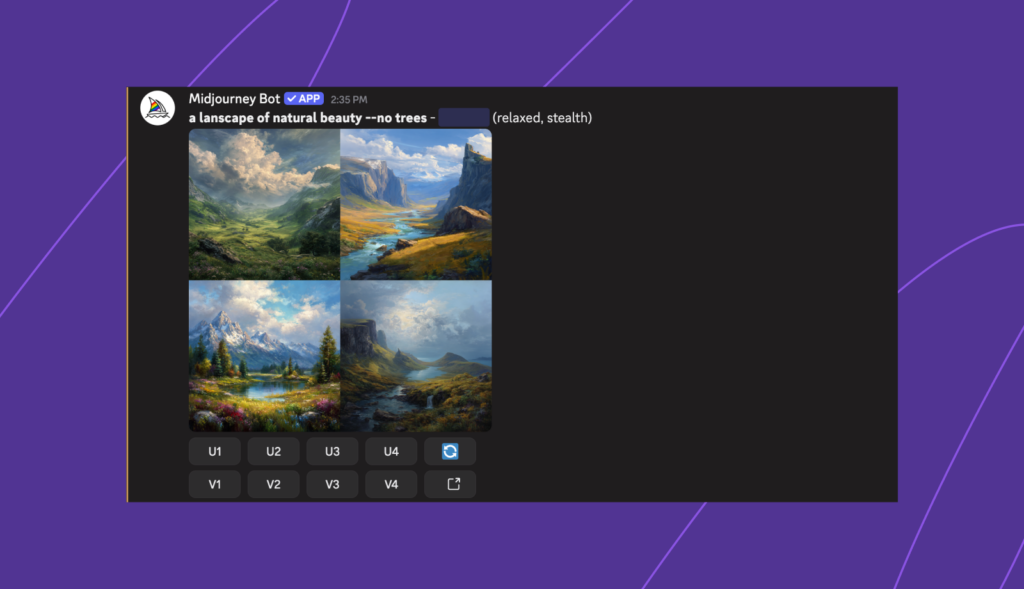 No command mode in Midjourney.