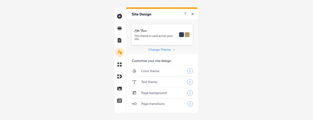 Wix editor - Site design button