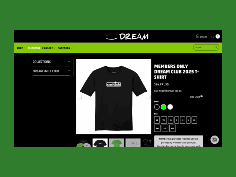 DREAM online store screenshot mockup.