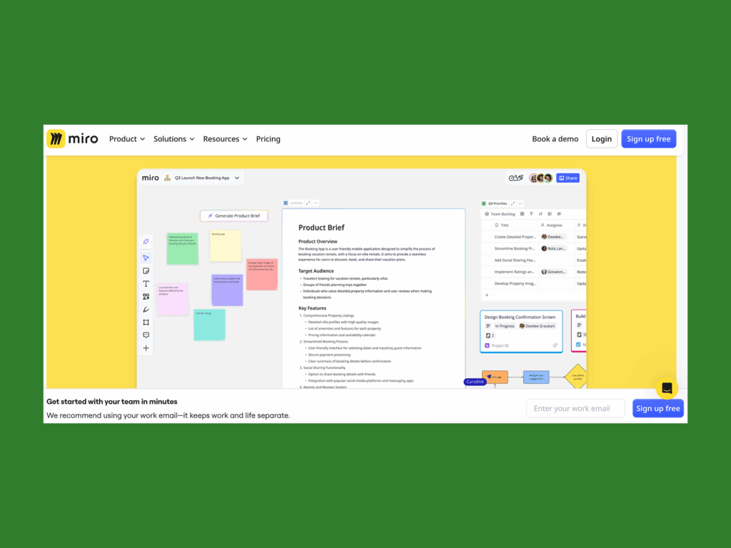 Miro’s homepage hero section screenshot mockup as an example of a top saas company.