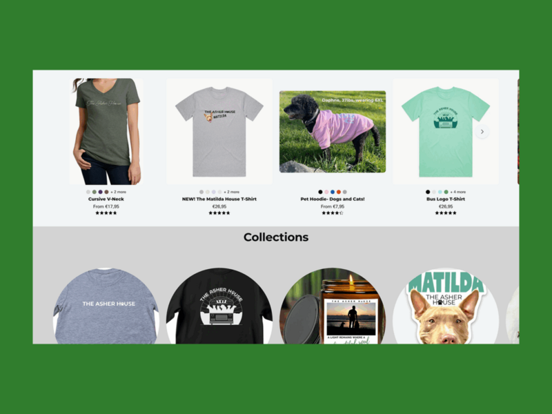 Asher House online store screenshot mockup.