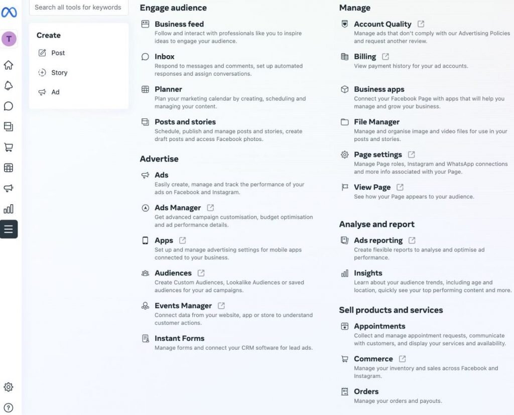 Facebook Business Account - Dashboard