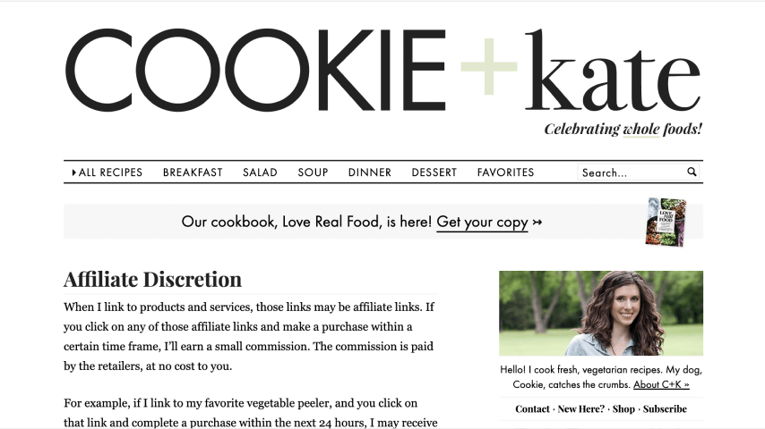 8 Great Affiliate Disclosure Examples - Cookie and Kate