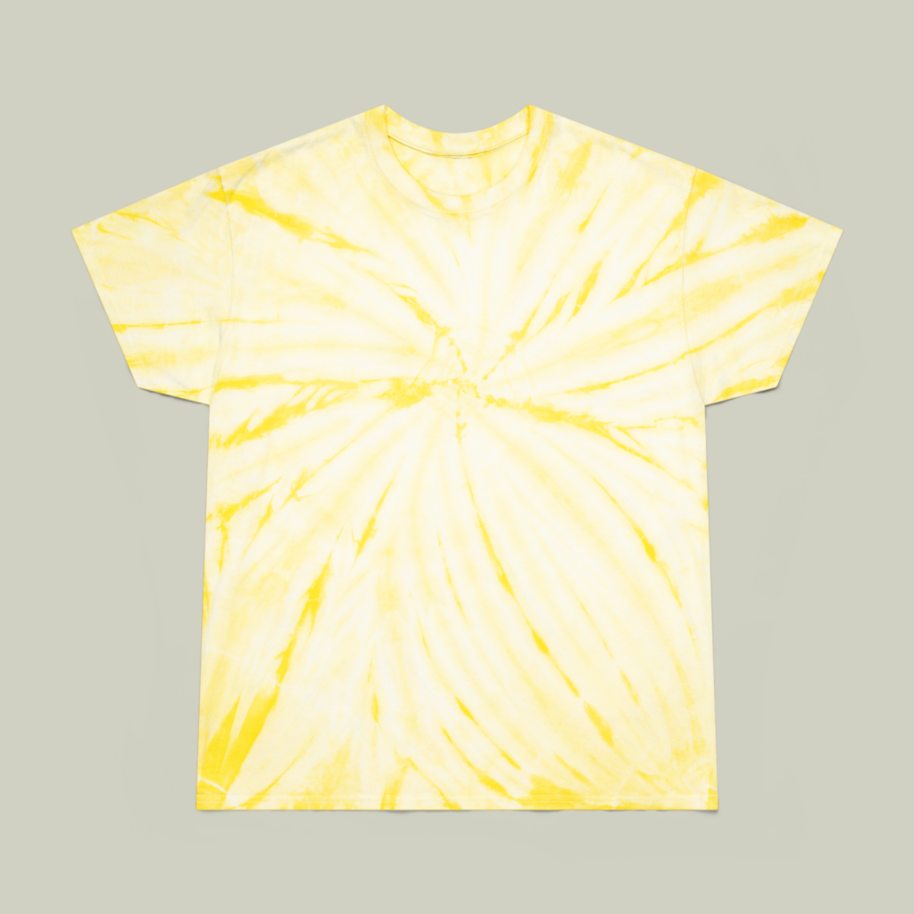 Bright yellow and yellow tie-dye t-shirt.