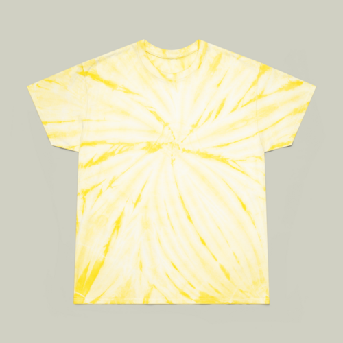 Bright yellow and yellow tie-dye t-shirt.