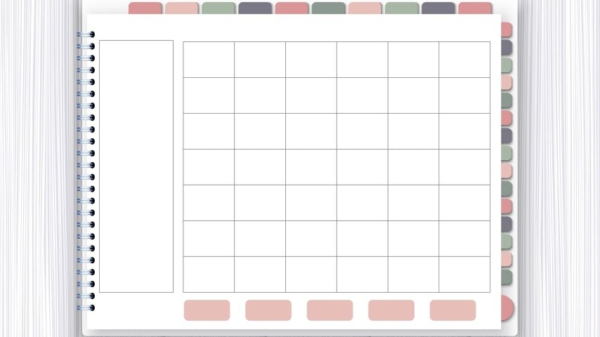 A colorful digital calendar template.