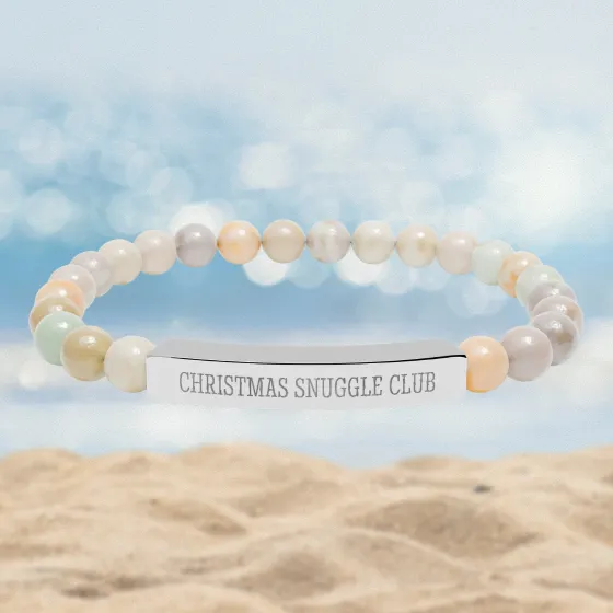 Natural Stone Stretch Bar Bracelet (Engraving)