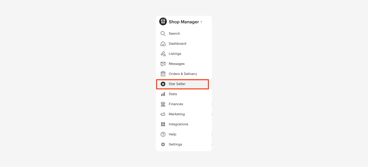 A screenshot showing the Etsy Shop Manager side panel.