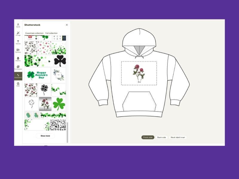 Shutterstock image library in Printify's Product Creator.
