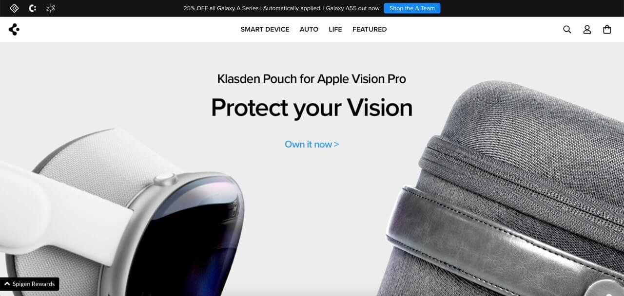 The homepage of the Spigen Shopify store