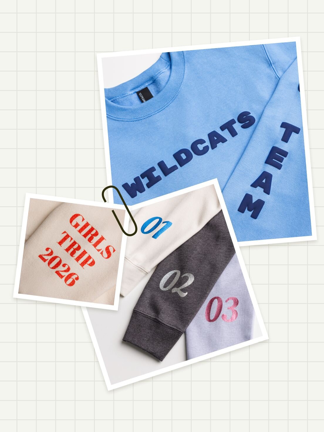 Puff, metallic, and glitter prints on apparel