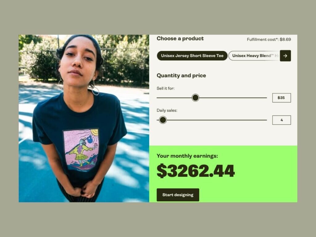 Printify’s profit calculator.