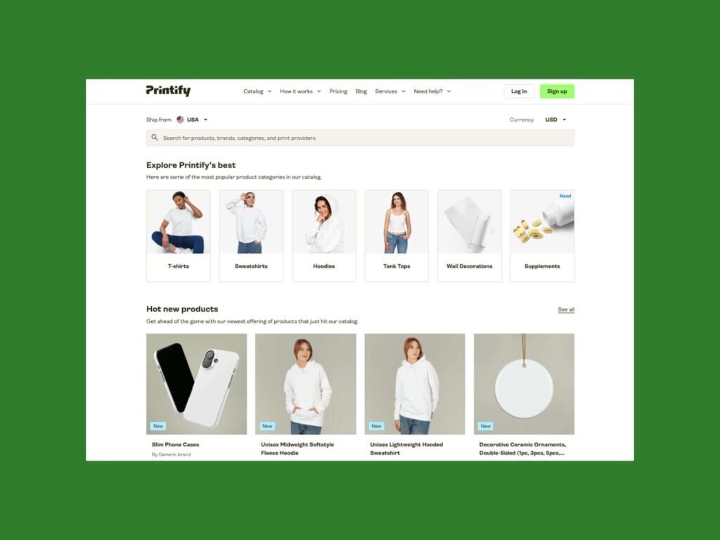 Printify product Catalog's bestseller page.