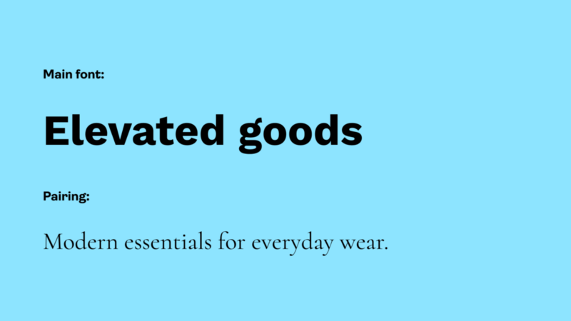 A Work Sans and Cormorant font pairing: an example of the best fonts for t-shirts.