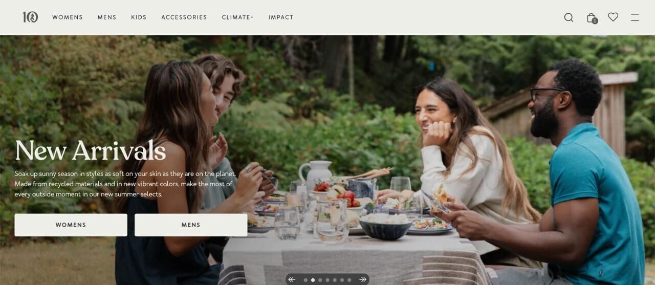The homepage of the Tentree Shopify store