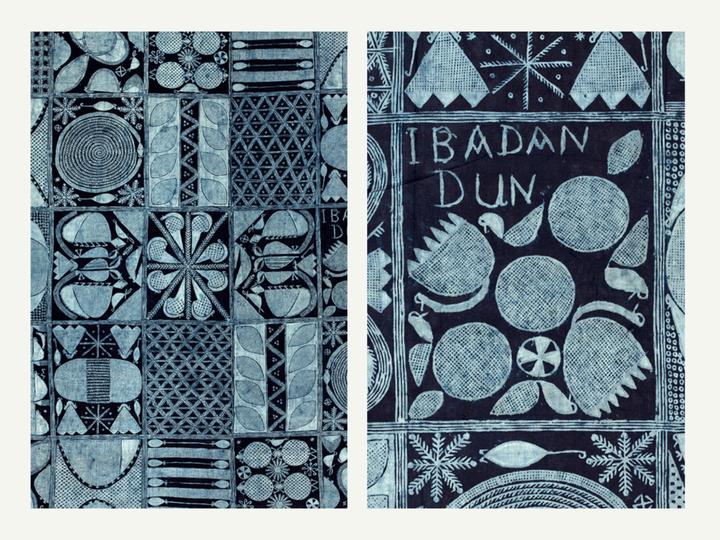 Adire eleko, indigo resist-dyed cotton