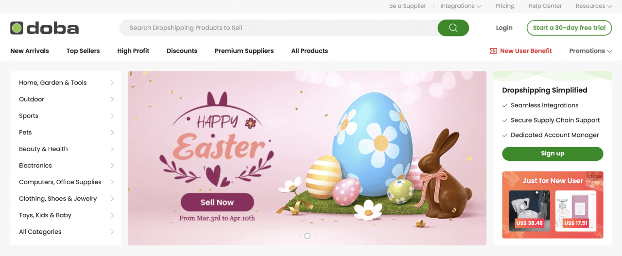 Best Dropshipping Websites - Doba