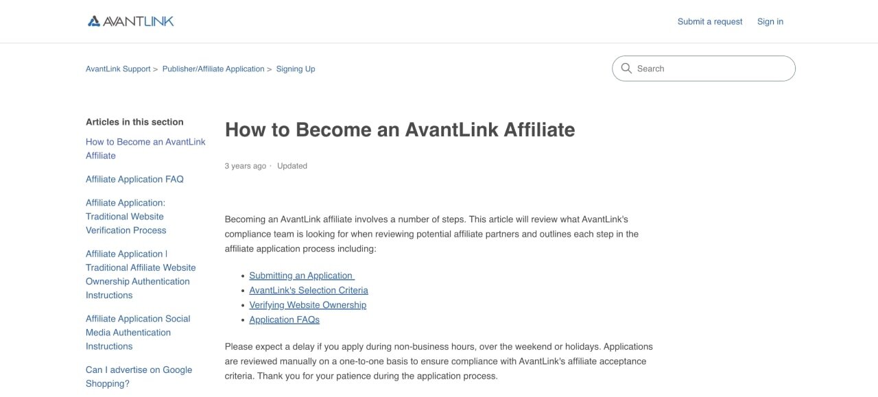 AvatLink Affiliate Program page screenshot.