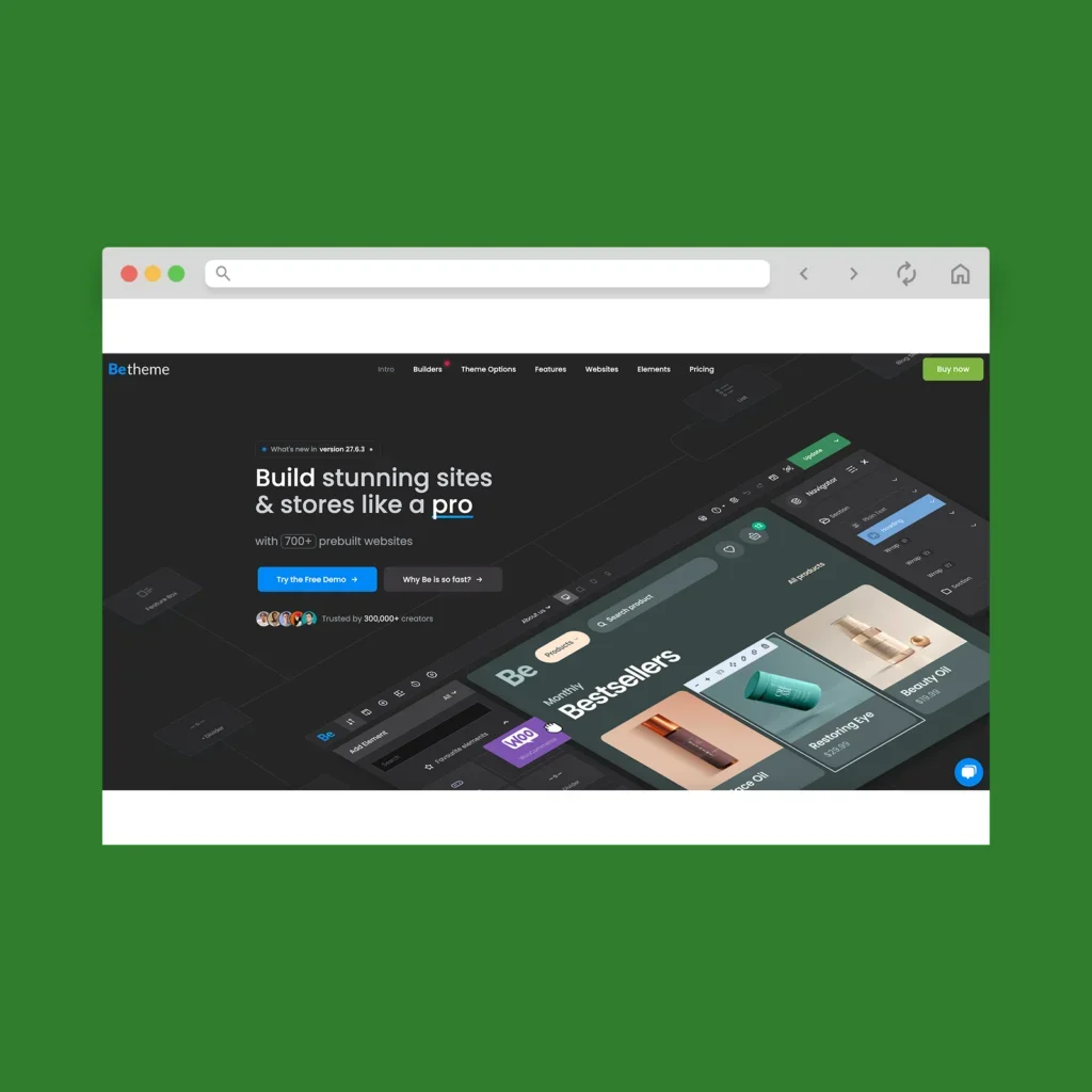 A screenshot mockup of the best WooCommerce theme example (paid): Betheme