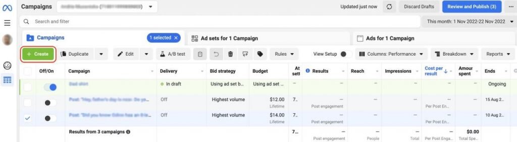 Facebook Business Account - Ads manager