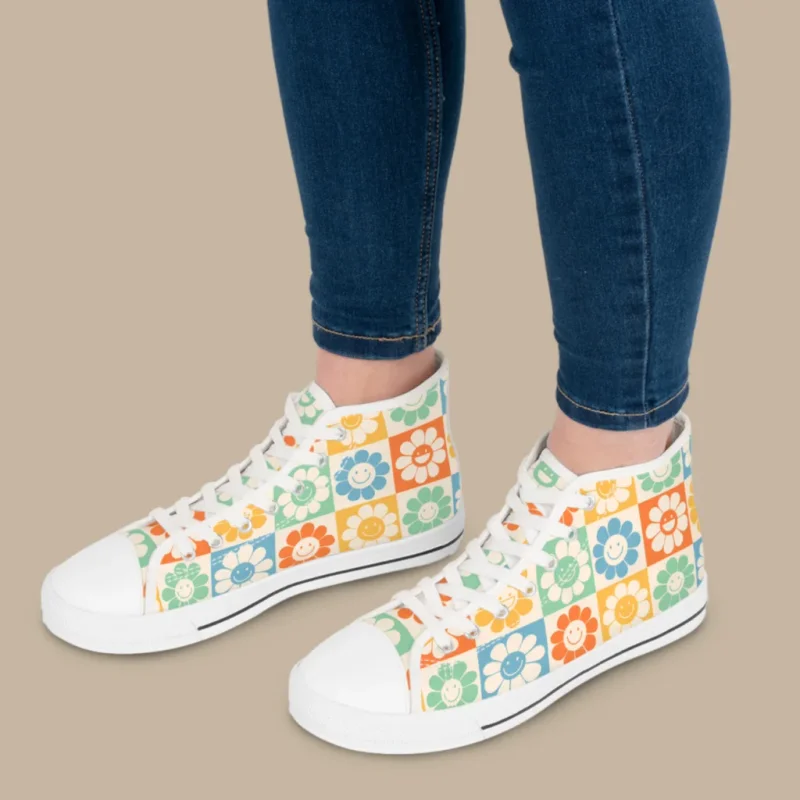 A mockup image of custom shoes as an example of a trending product to sell online.