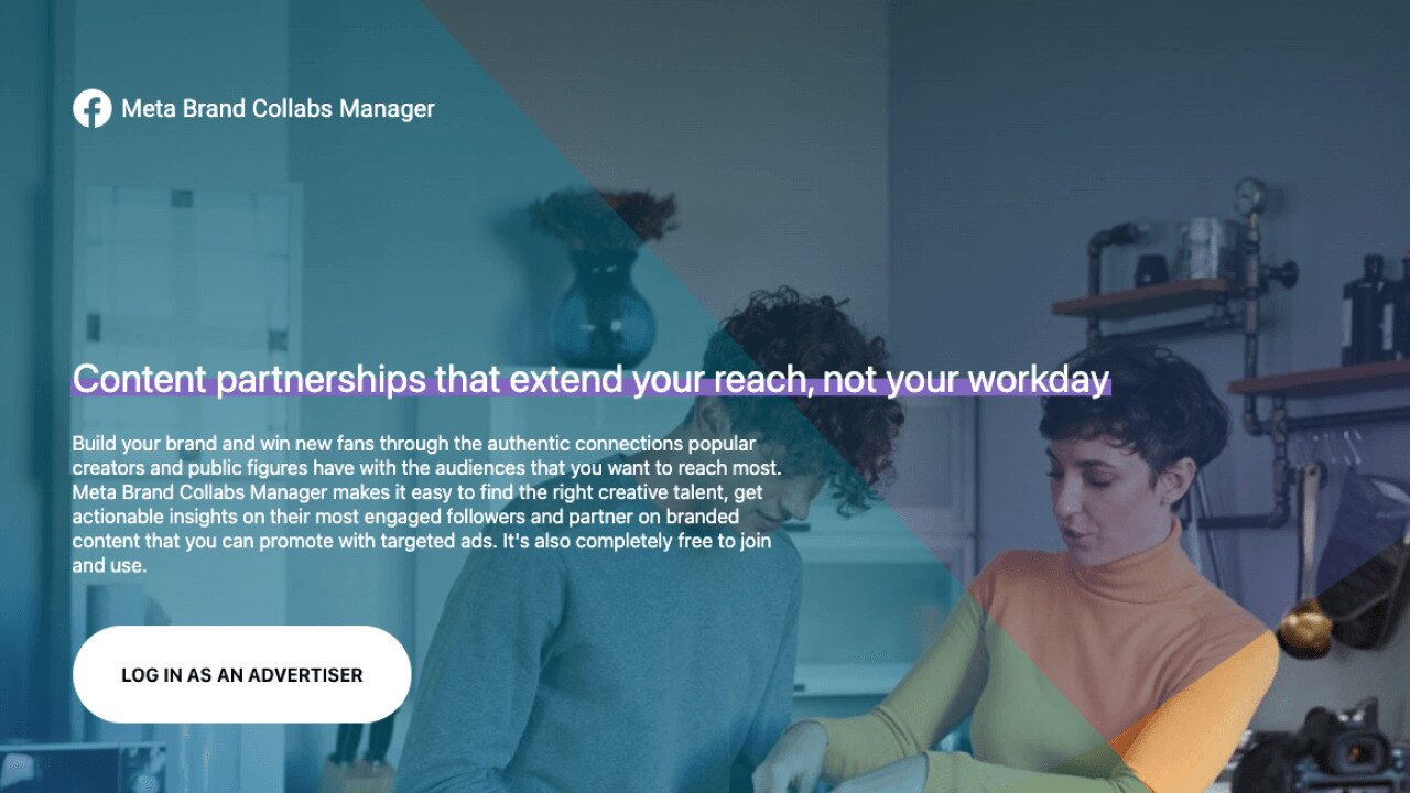 Meta Brand Collabs Manager homepage.