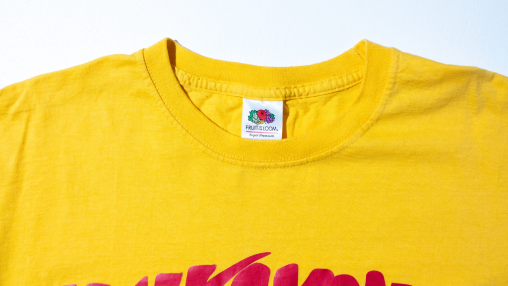 A yellow Fruit of the Loom t-shirt.