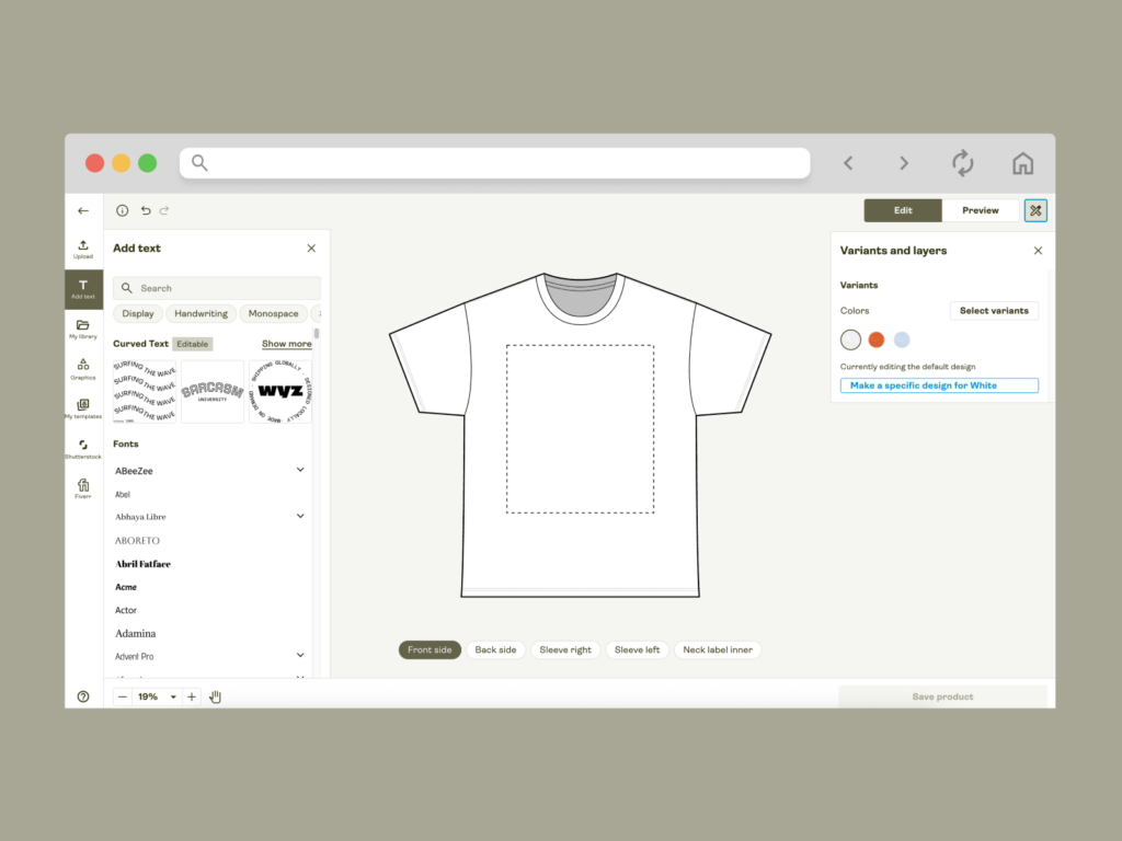 A screenshot of Printify’s Product Creator.