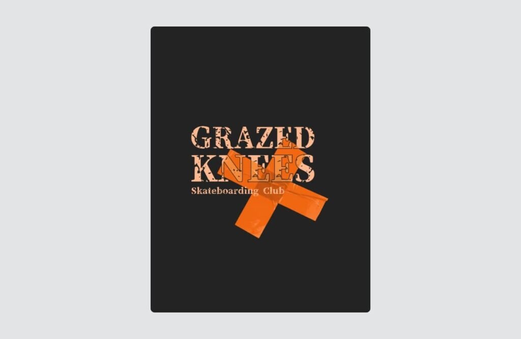Grazed Knees Skateboarding Club product design.