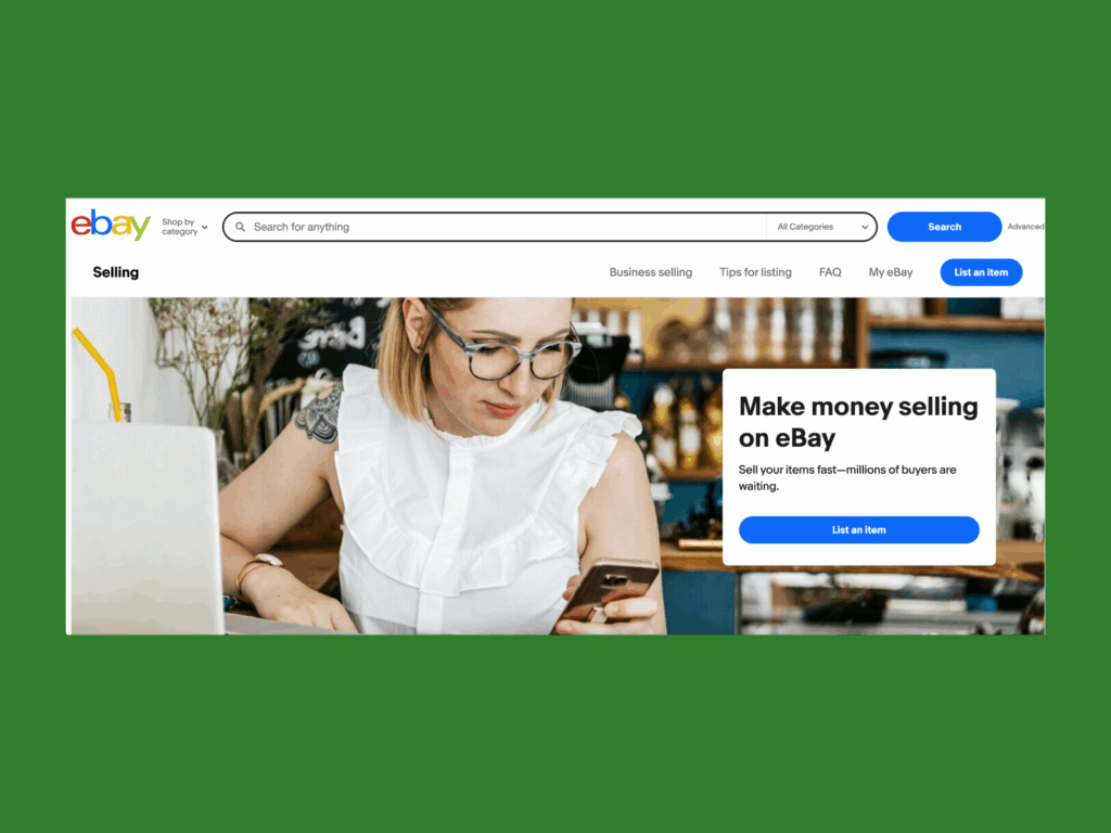A screenshot of the eBay landing page.