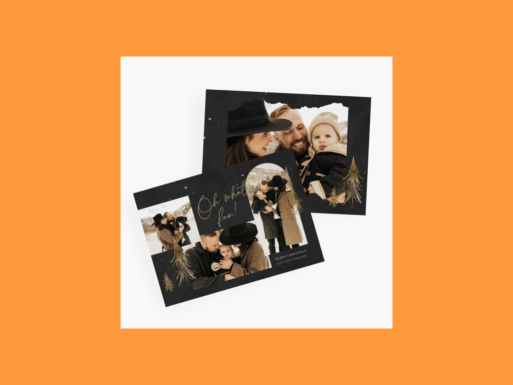 Greeting cards with family pictures on them.